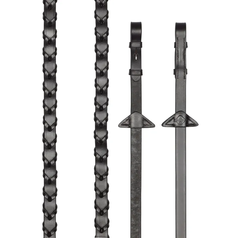 LeMieux Leather Laced Reins - Brown/Silver