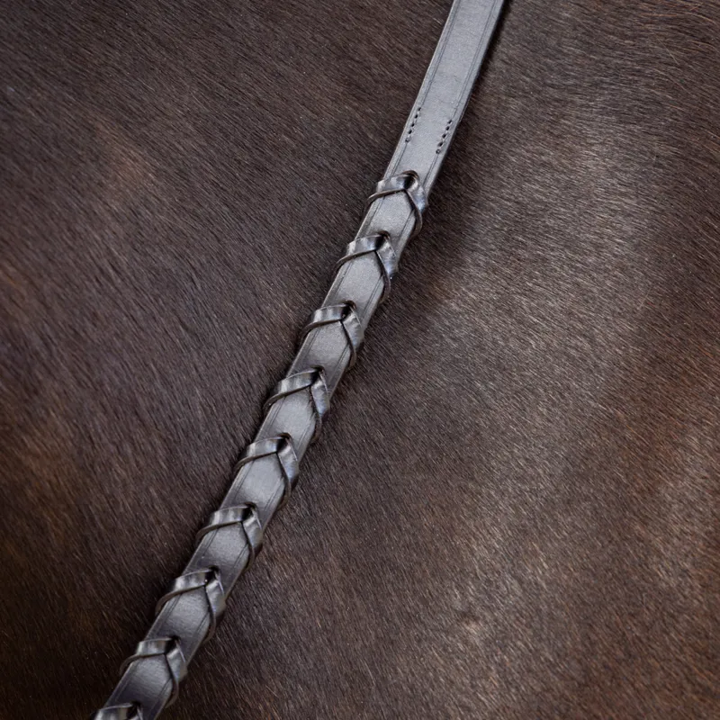 LeMieux Leather Laced Reins - Brown/Silver-1