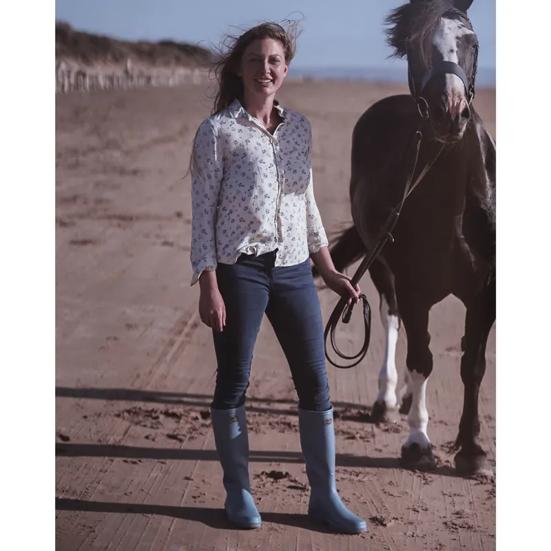 Le Chameau Iris Jersey Lined Ladies Wellington Boots - Bleu Clair-5