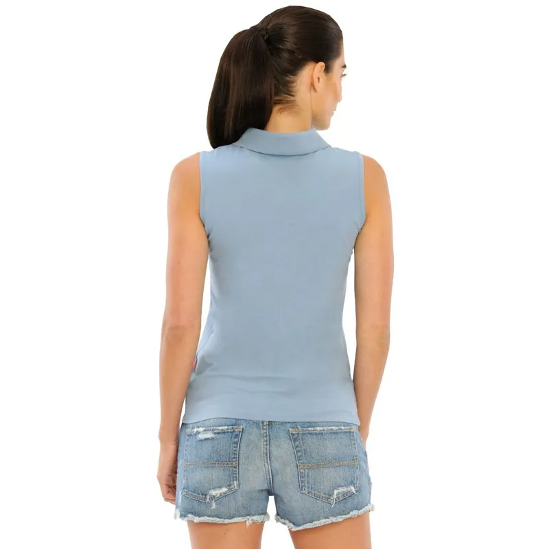 Spooks Leene Ladies Sleeveless Polo Shirt - Dusty Blue-1