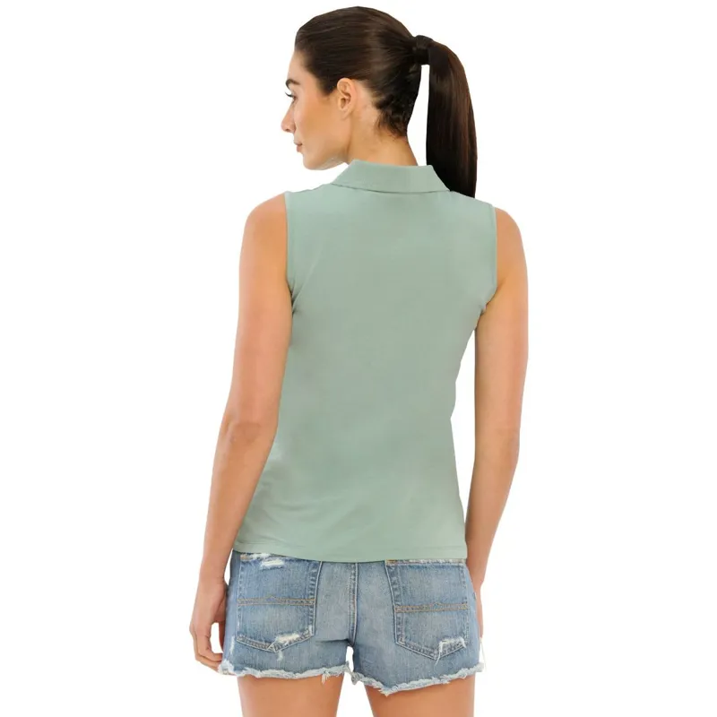 Spooks Leene Ladies Sleeveless Polo Shirt - Dusty Green-1