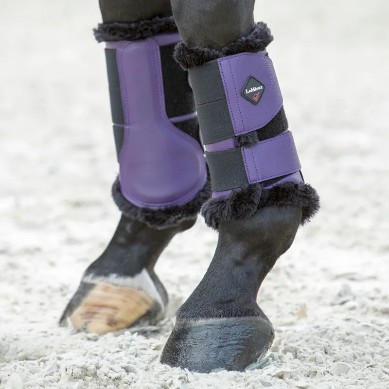 LeMieux Fleece Lined Brushing Boots - Blackcurrant - Redpost Equestrian
