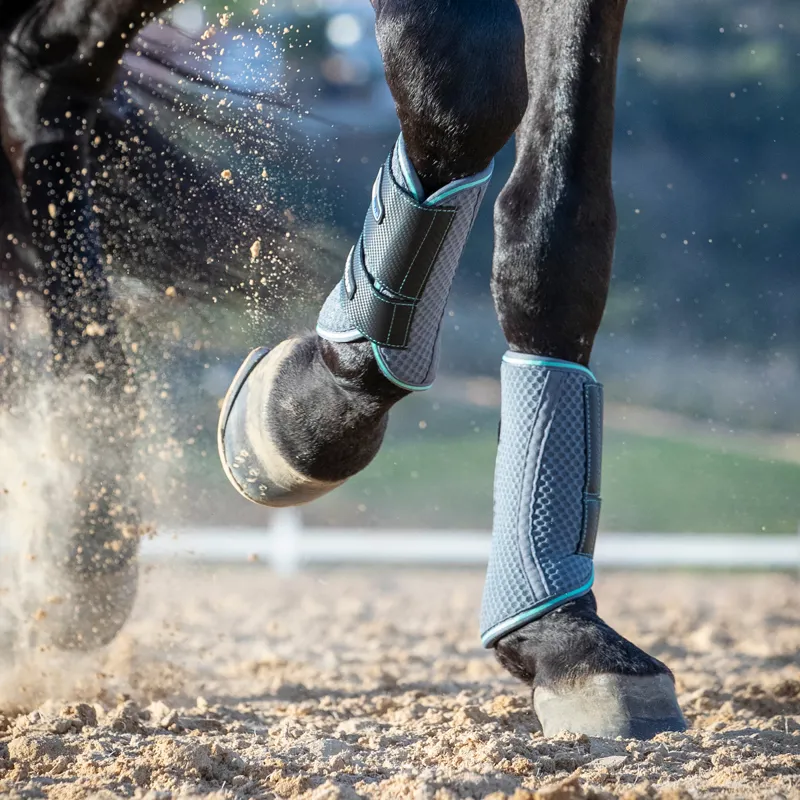 LeMieux Carbon Mesh Wrap Boots - Grey/Mint-4