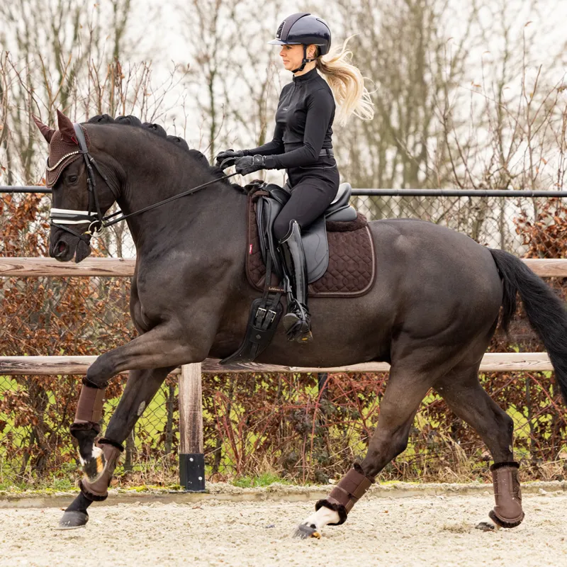 LeMieux Crystal Suede Dressage Saddlecloth - Brown-2