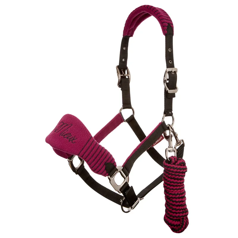 LeMieux Vogue Headcollar and Lead Rope Set Plum/Black Redpost