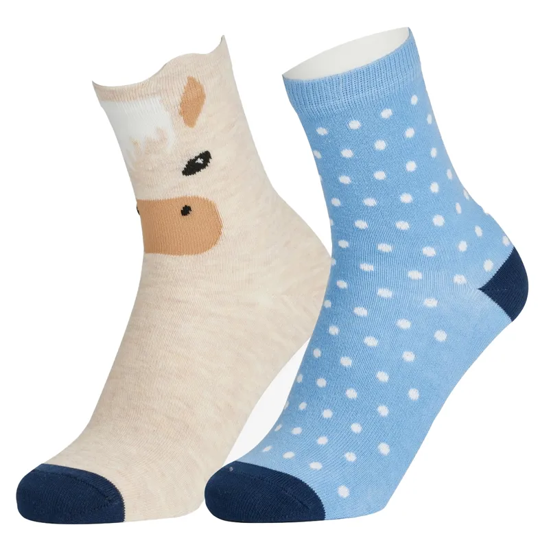 LeMieux Mini Character 2 Pack Junior Socks - Popcorn