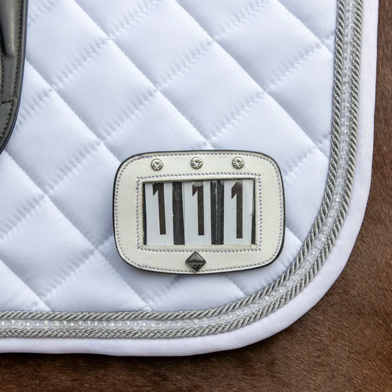 LeMieux Hamag Patent Leather Saddle Pad Number Holder Whit