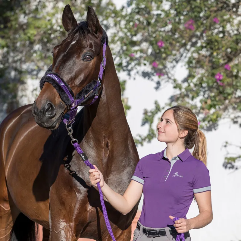 My LeMieux Ladies Polo Shirt - Blackcurrant/Grey-6