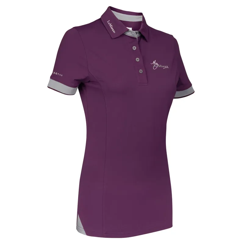 My LeMieux Ladies Polo Shirt - Blackcurrant/Grey