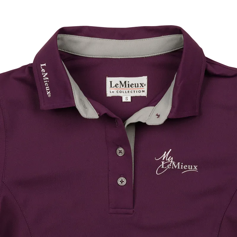 My LeMieux Ladies Polo Shirt - Blackcurrant/Grey-3