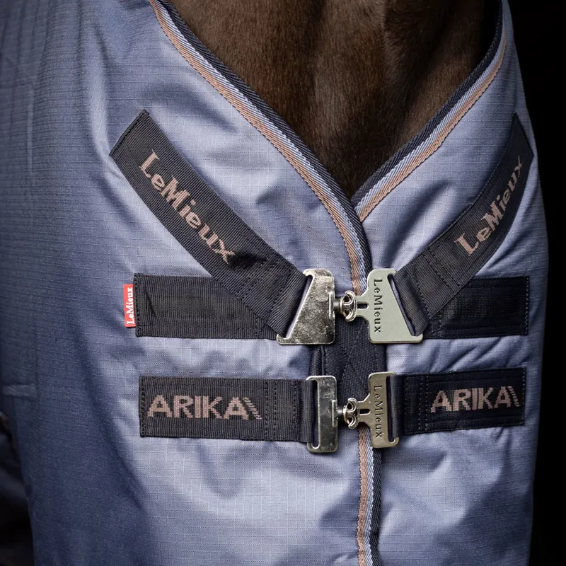 LeMieux Arika Ripstop 600D 50g Detachable Neck Turnout Rug - Jay Blue-2