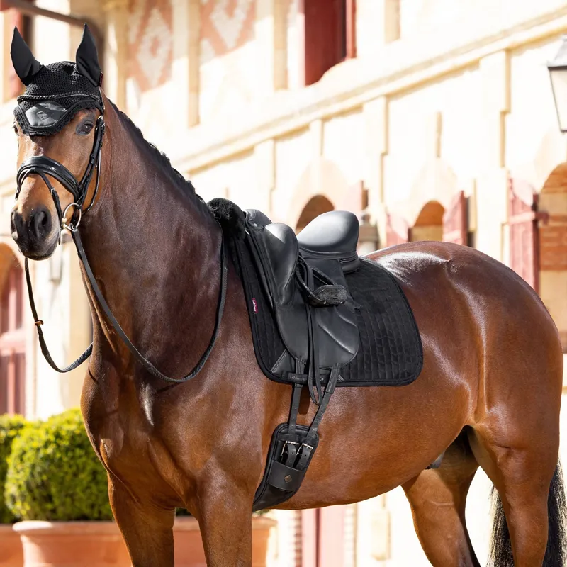 LeMieux Merino+ Half Lined Suede Dressage Square - Black/Black-1