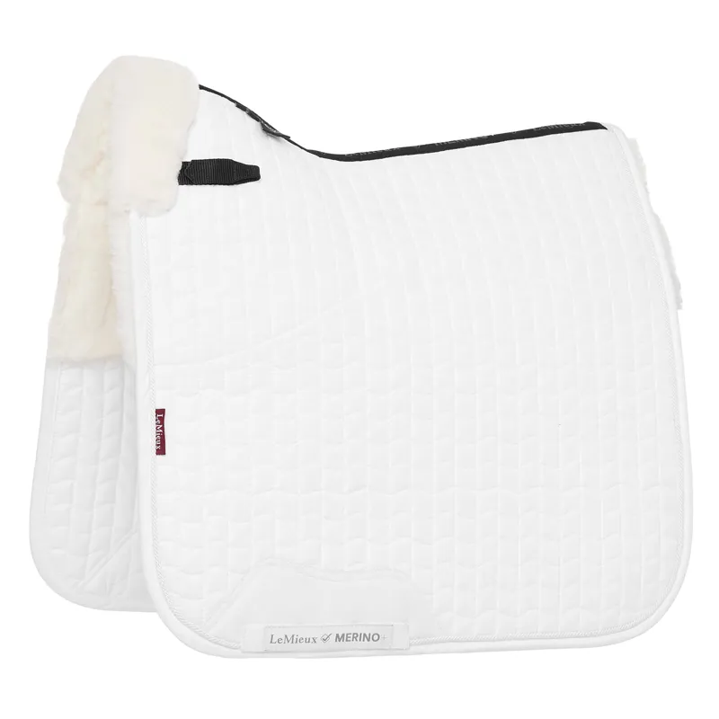 LeMieux Merino+ Half Lined Suede Dressage Square - White/White