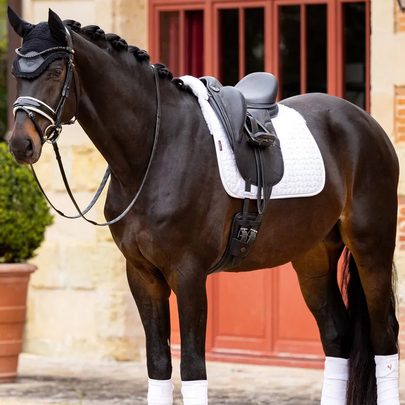LeMieux Merino+ Half Lined Suede Dressage Square - White/White-1