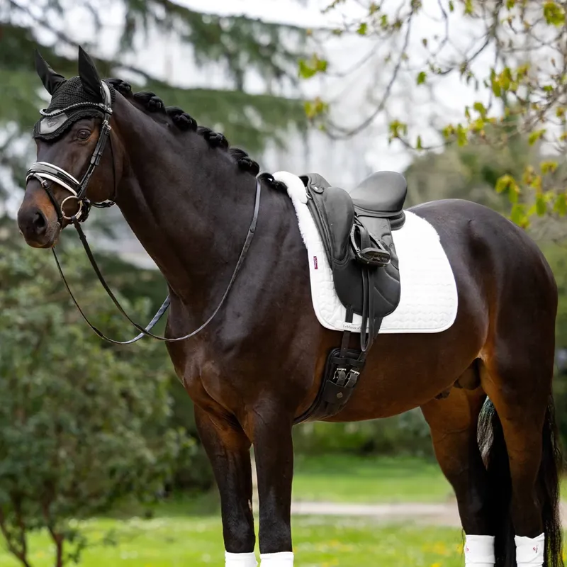 LeMieux Merino+ Half Lined Dressage Square - White/White-1