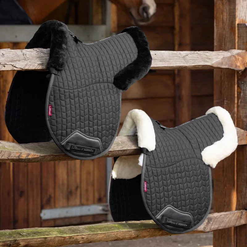 LeMieux Merino+ Half Lined GP Numnah - Black/Natural-1