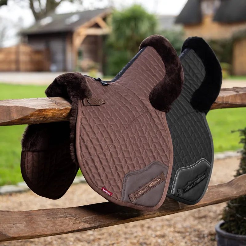 LeMieux Merino+ Half Lined Close Contact Numnah - Brown/Brown-1