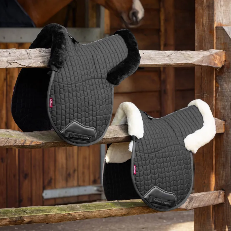 LeMieux Merino+ Half Lined GP Numnah - Black/Black-1