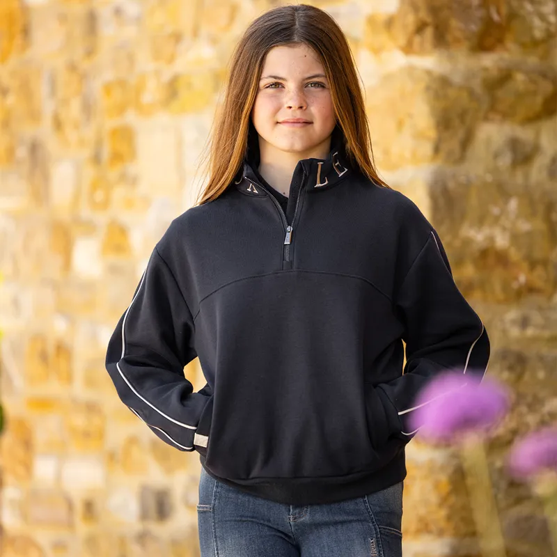 LeMieux Young Rider Kate Quarter Zip Junior Sweatshirt - Navy-1
