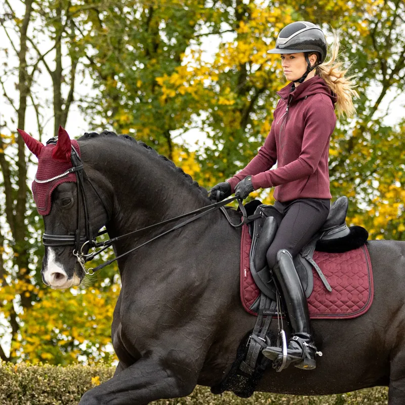 LeMieux Crystal Suede Dressage Saddlecloth - Burgundy-6