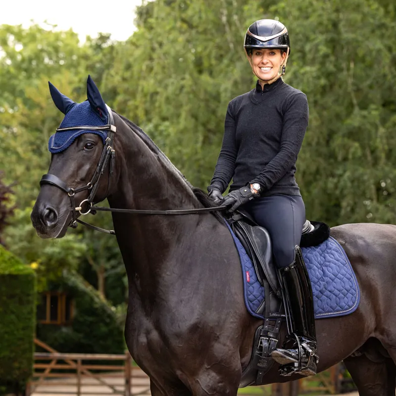 LeMieux Crystal Suede Dressage Saddlecloth - Navy-2