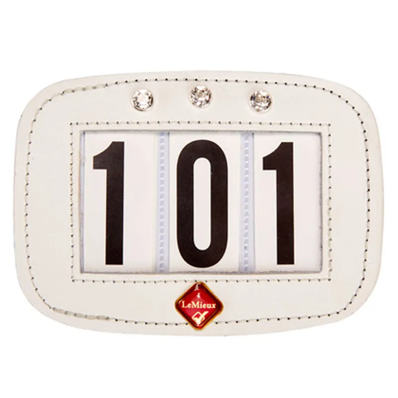 LeMieux Hamag Patent Leather Saddle Pad Number Holder Whit