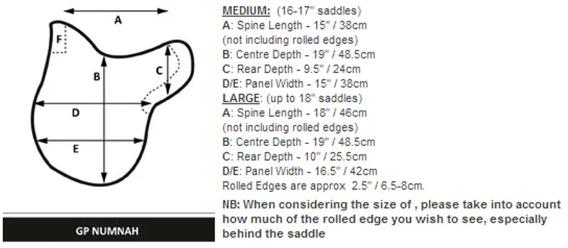 LeMieux Lambskin Half Lined Jumping/GP Size Guide