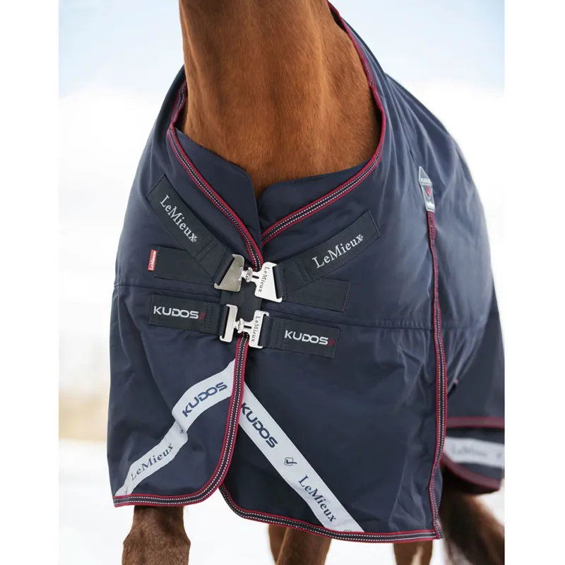 LeMieux Kudos 350g Detachable Neck Turnout Rug - Navy-4