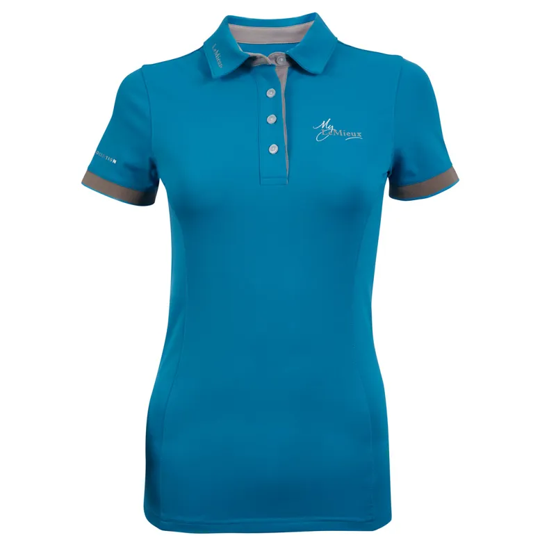 My LeMieux Ladies Polo Shirt - Teal/Grey-3
