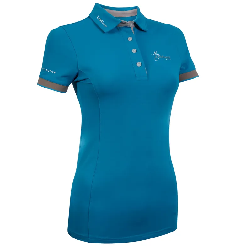 My LeMieux Ladies Polo Shirt - Teal/Grey