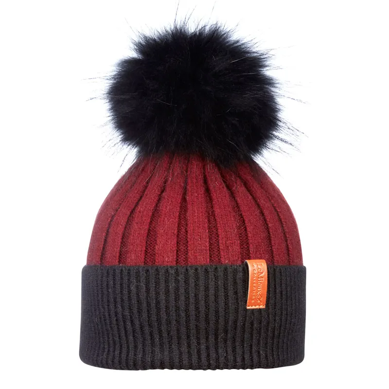 burgundy beanie hat with bobble