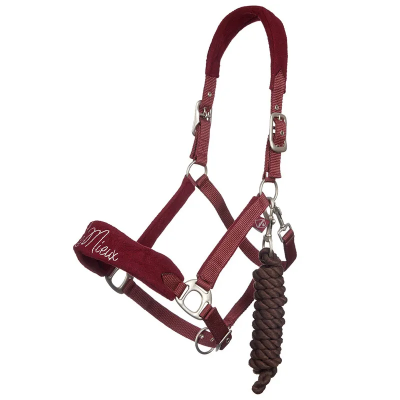 LeMieux Vogue Headcollar and Lead Rope Set Burgundy Redpost Equestrian