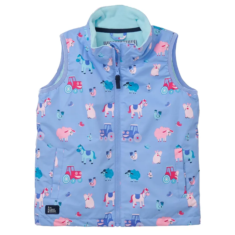 Lighthouse Alex Junior Girls Waterproof Gilet - Lilac Farm Print