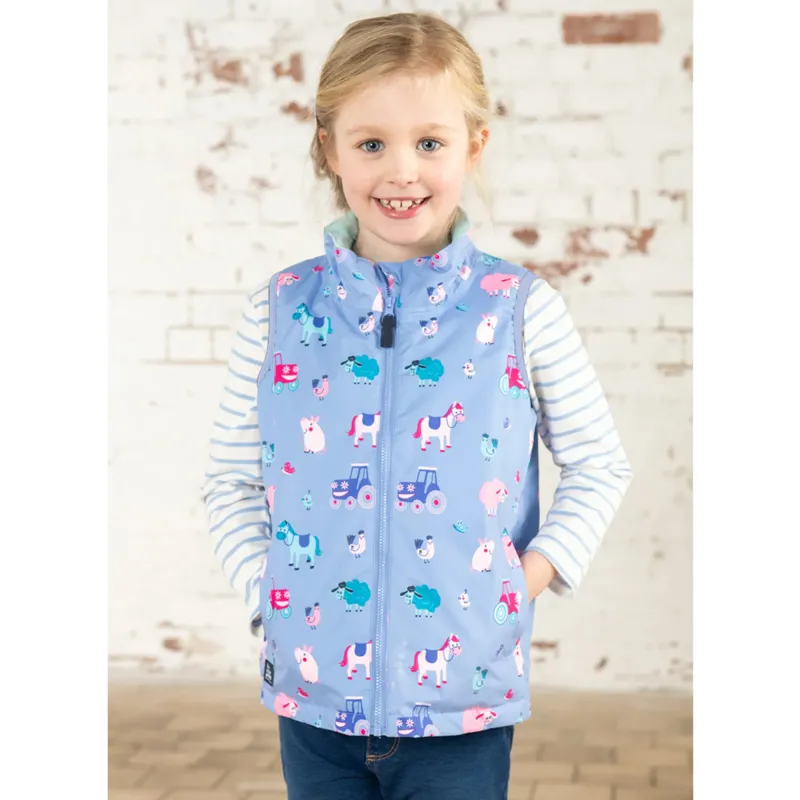 Lighthouse Alex Junior Girls Waterproof Gilet - Lilac Farm Print-3
