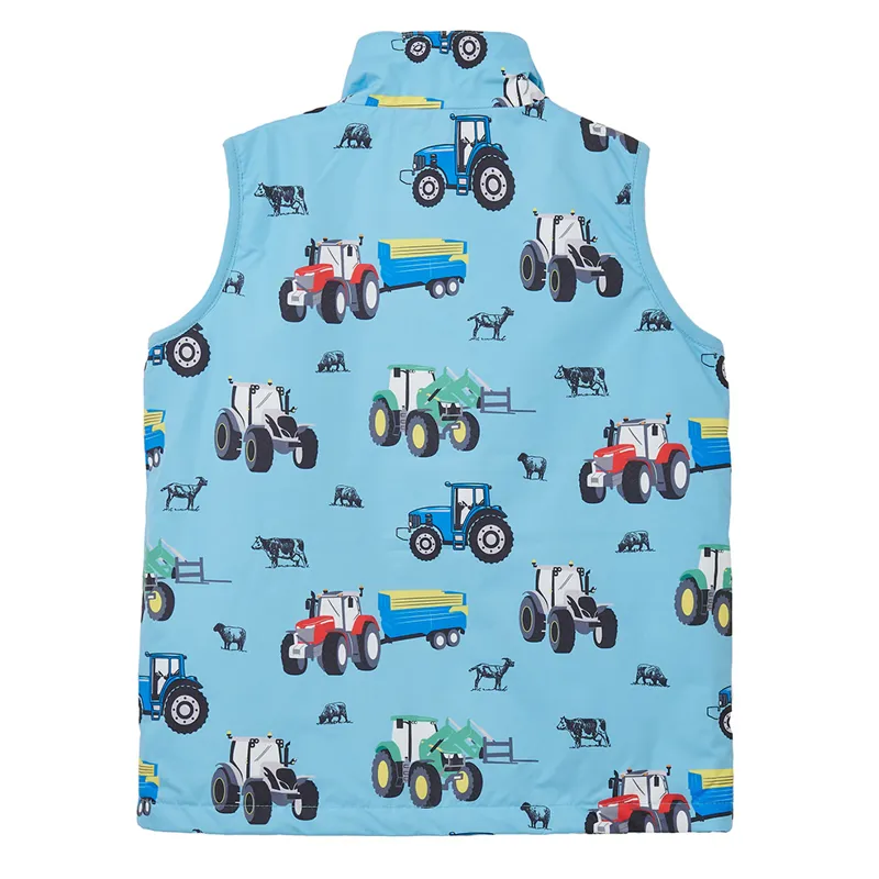 Lighthouse Alex Junior Boys Waterproof Gilet - Blue Tractor Print-1