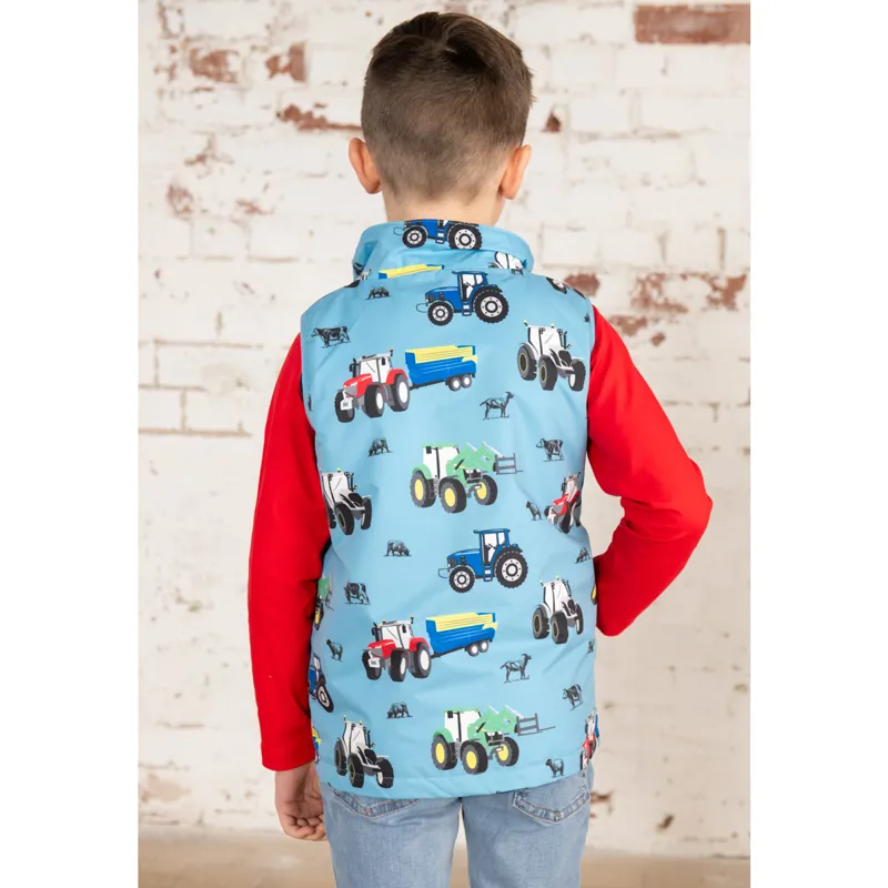 Lighthouse Alex Junior Boys Waterproof Gilet - Blue Tractor Print-4
