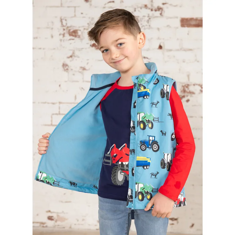 Lighthouse Alex Junior Boys Waterproof Gilet - Blue Tractor Print-5