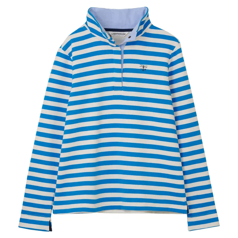 Lighthouse Haven Ladies Sweater - Azure Blue Stripe
