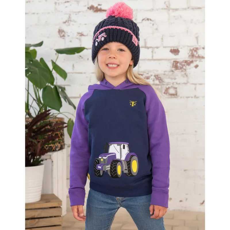 Lighthouse Jill Junior Girls Hoodie - Purple Tractor-3