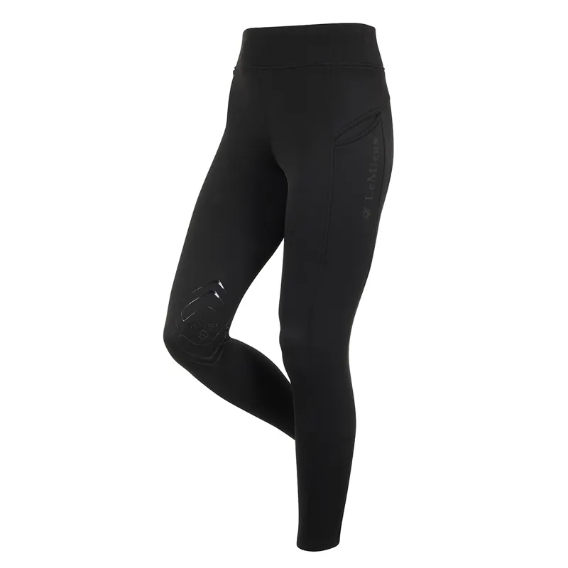 LeMieux Brushed Pull On Knee Grip Winter Riding Tights - Black