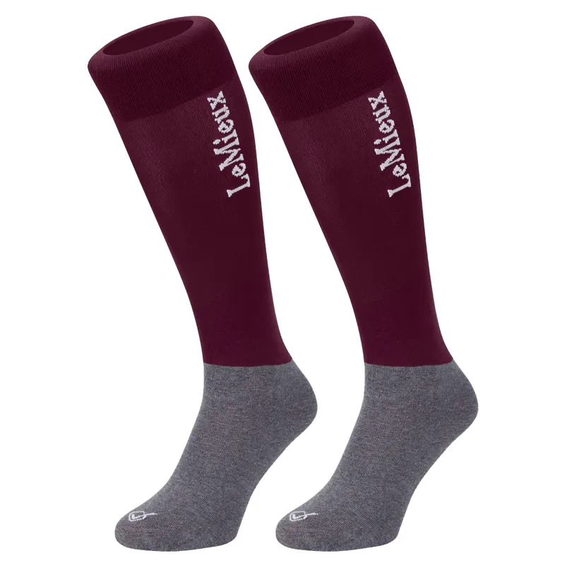 LeMieux Competition Unisex Riding Socks 2 Pack - Burgundy