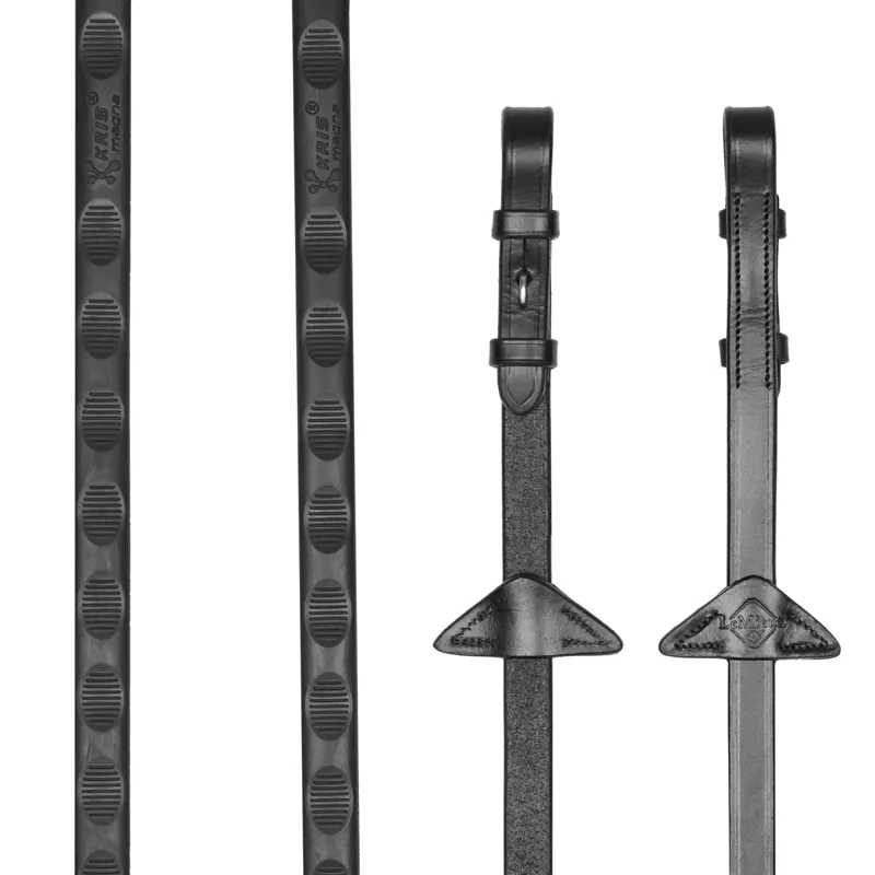 LeMieux Magna Grip Rubber Reins - Black/Silver