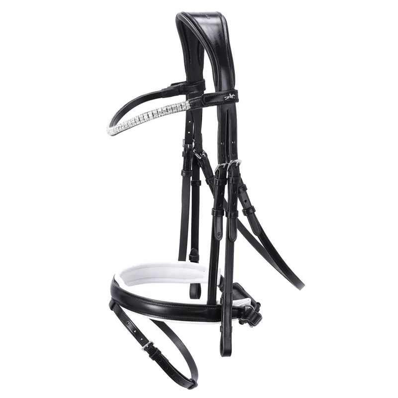 Schockemohle Malaga Removable Flash Bridle - Black/White/Silver