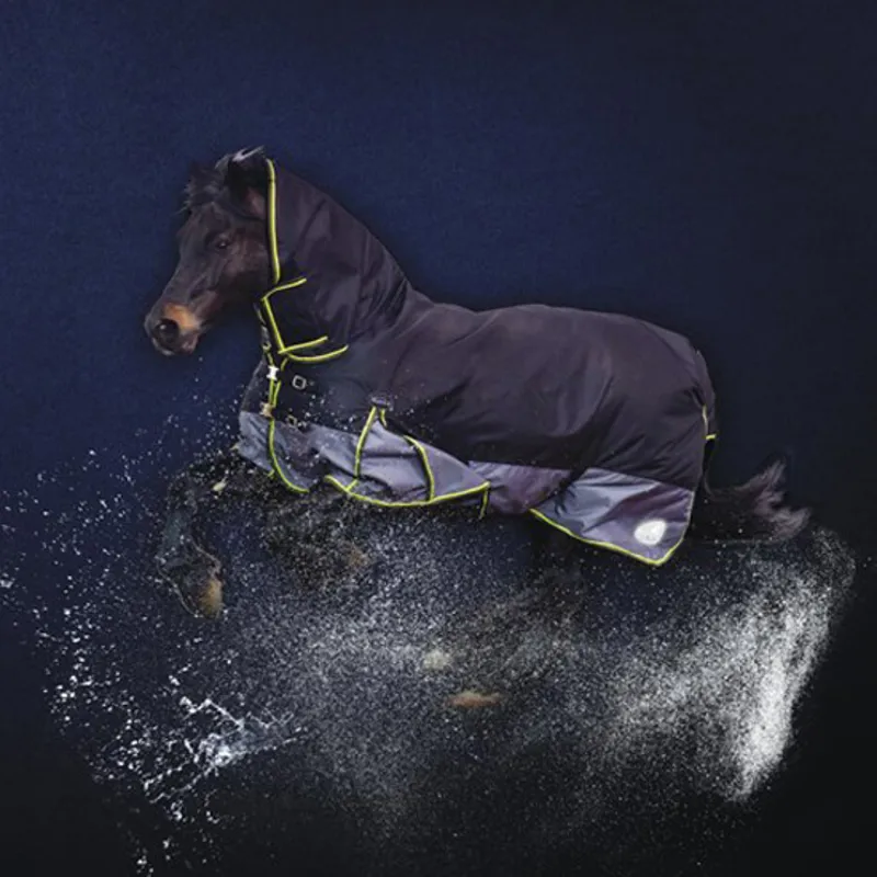 Masta Climatemasta Medium/Lite Full Neck 100g Turnout Rug - Black/Grey-2