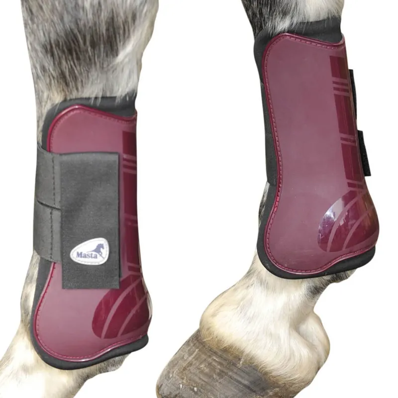 Masta Deluxe Open Fronted Tendon Boots Burgundy Redpost Equestrian