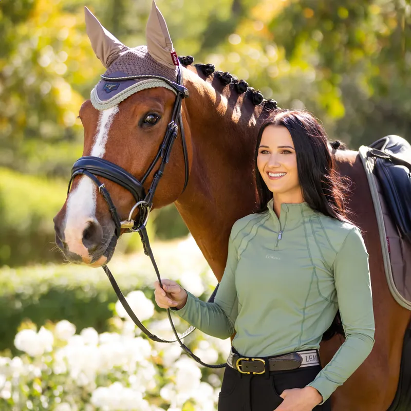 LeMieux Mia Mesh Ladies Long Sleeve Base Layer - Thyme-5