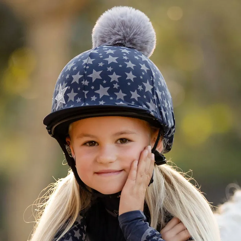 LeMieux Mini Reflective Print Hat Silk - Indigo-1