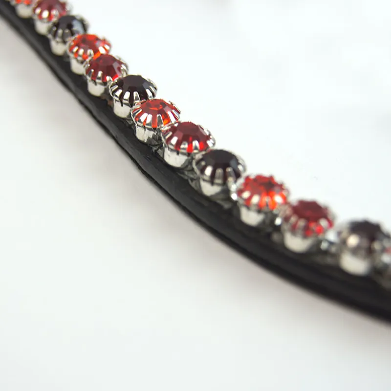 Montar Mighty Mix Browband - Black Leather/Red-1