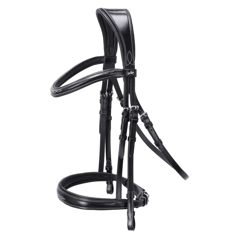 Schockemohle Monza F Removable Flash Bridle - Black/Cream/Silver-1
