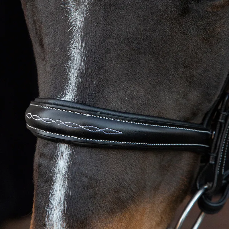 Schockemohle Monza F Removable Flash Bridle - Black/Cream/Silver-4